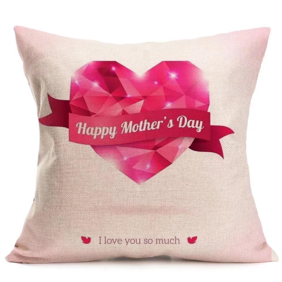 New Mother's Day Gift Text Love Pattern Pillowcase Linen Print Decorative Pillow Cushion Cover
