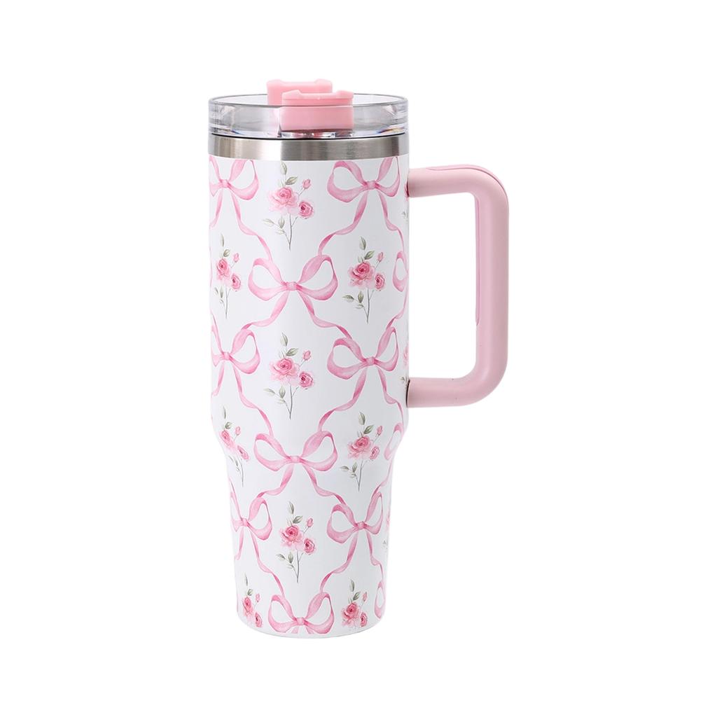 40oz Edelstahl Thermobecher mit Griff - Reisebecher für Auto mit auslaufsicherem Strohdeckel, doppelwandige Vakuumtasse für heiße & kalte Getränke, -frei