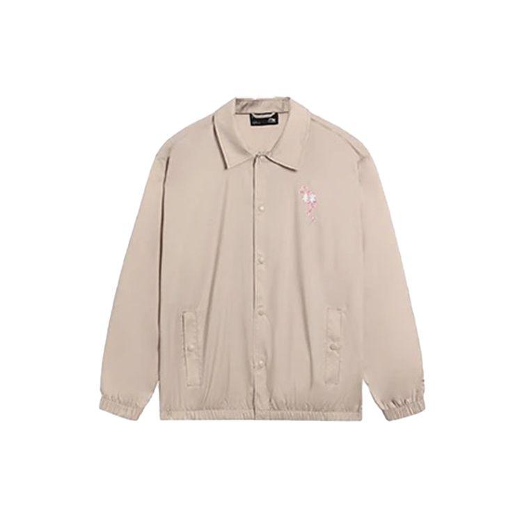 Li-Ning Sakura Series SS22 Botanical Floral Loose Casual Jacket Unisex Jacket Cashmere-Gray AFDS943-4