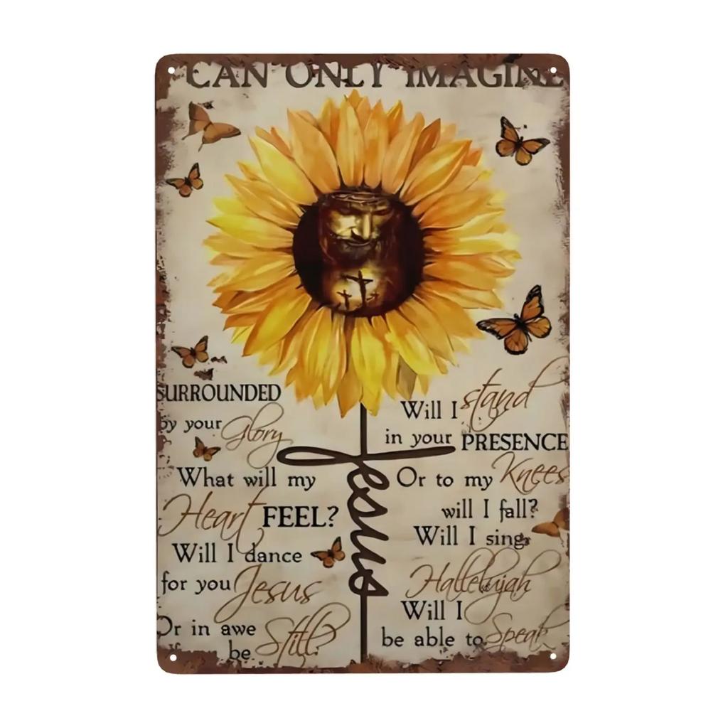 1pc Jesus Christ Metal Sign Focus On Me Not The Storm Vintage Decor Wall Sign for Home Cafes Pubs Club Tin Sign 8x12 Inch