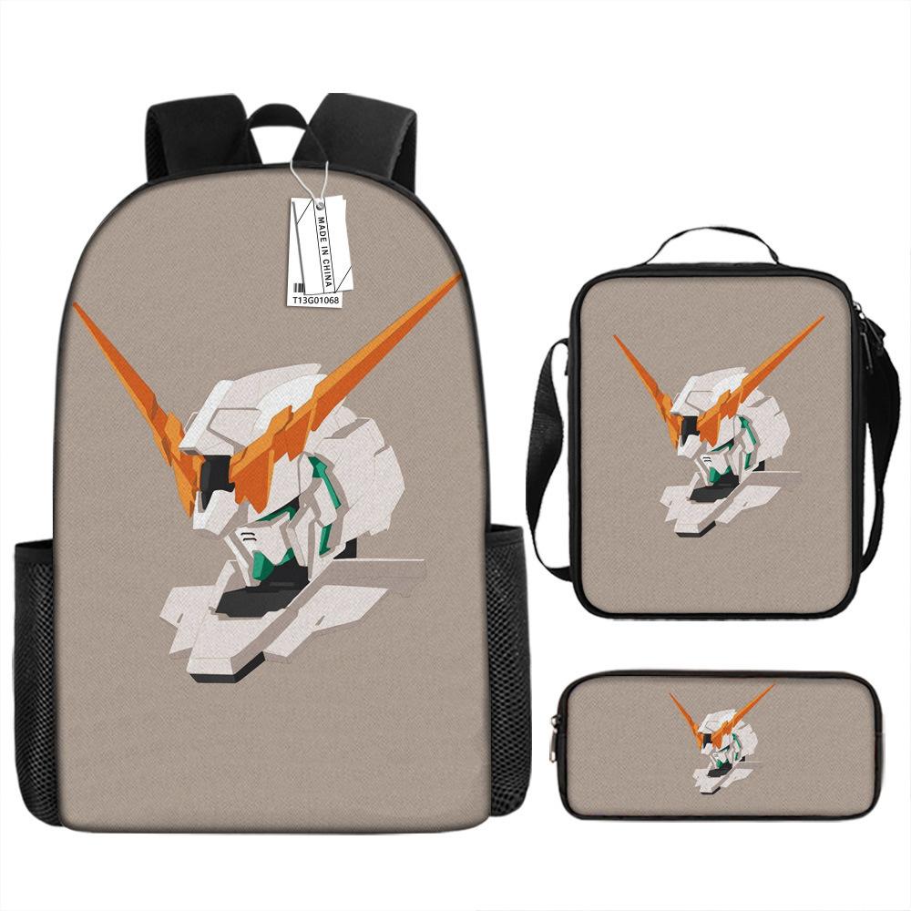Gundam Mecha Schultasche Jungen und Grundschüler Ultraleichter Rückenschutz Rucksack Jungen Animation Kinderrucksack Dreiteiliges Set