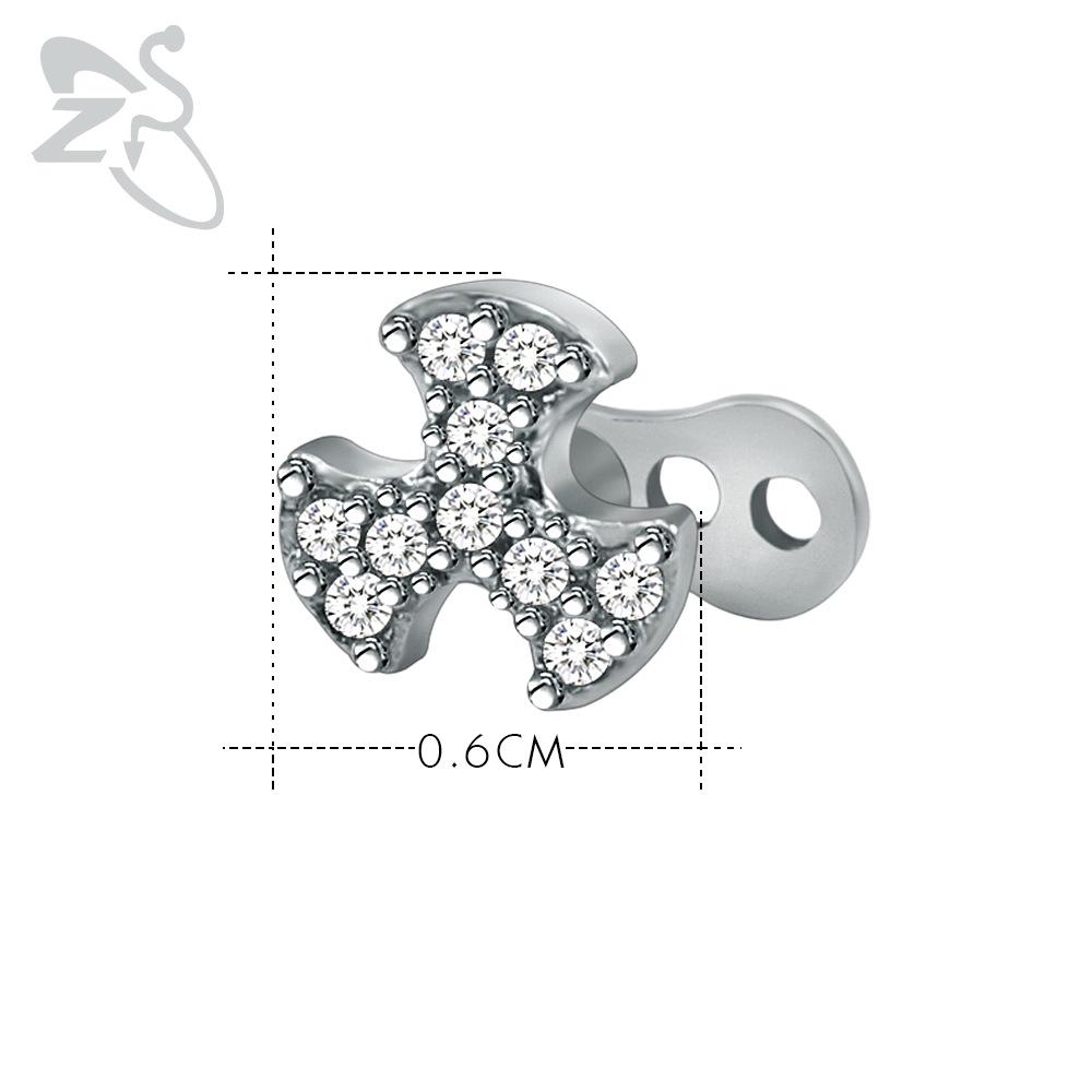 European & American Style Round Zircon Embedded Stainless Steel Body Piercing Nail 316L