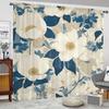 2D Flat   35x90in   Screens Featuring a White Floral Design On a Blue Leaf Background   Perfect for Home Decor Styles In Living Roo
