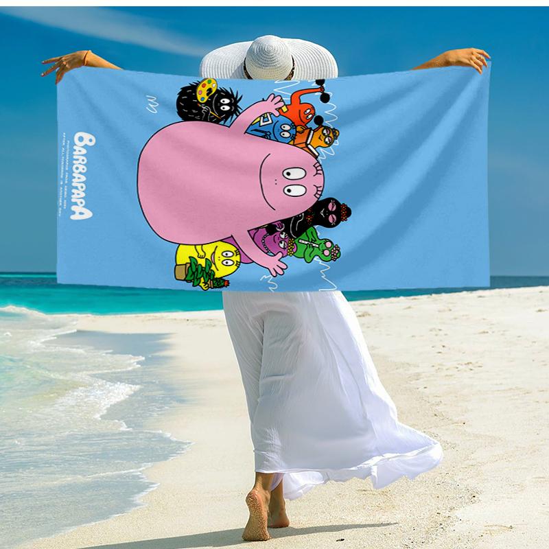 Ultra-Soft Beach Towel with Barbapapa Theme,Ideal for Pool - Camping, Diving - Perfect Travel Essential, Vibrant Beach Towel.
