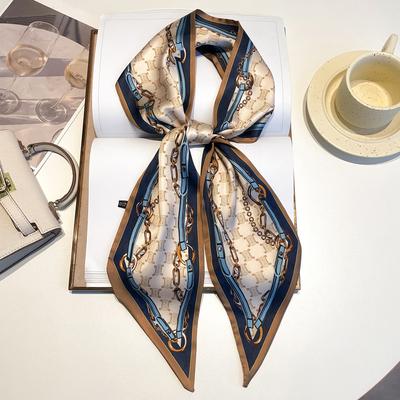 Spring And Summer Satin Long Scarf For Women Sunscreen Shawl Fashionable Beauty Scene Satin Long Scarf Versatile Travel Scarf