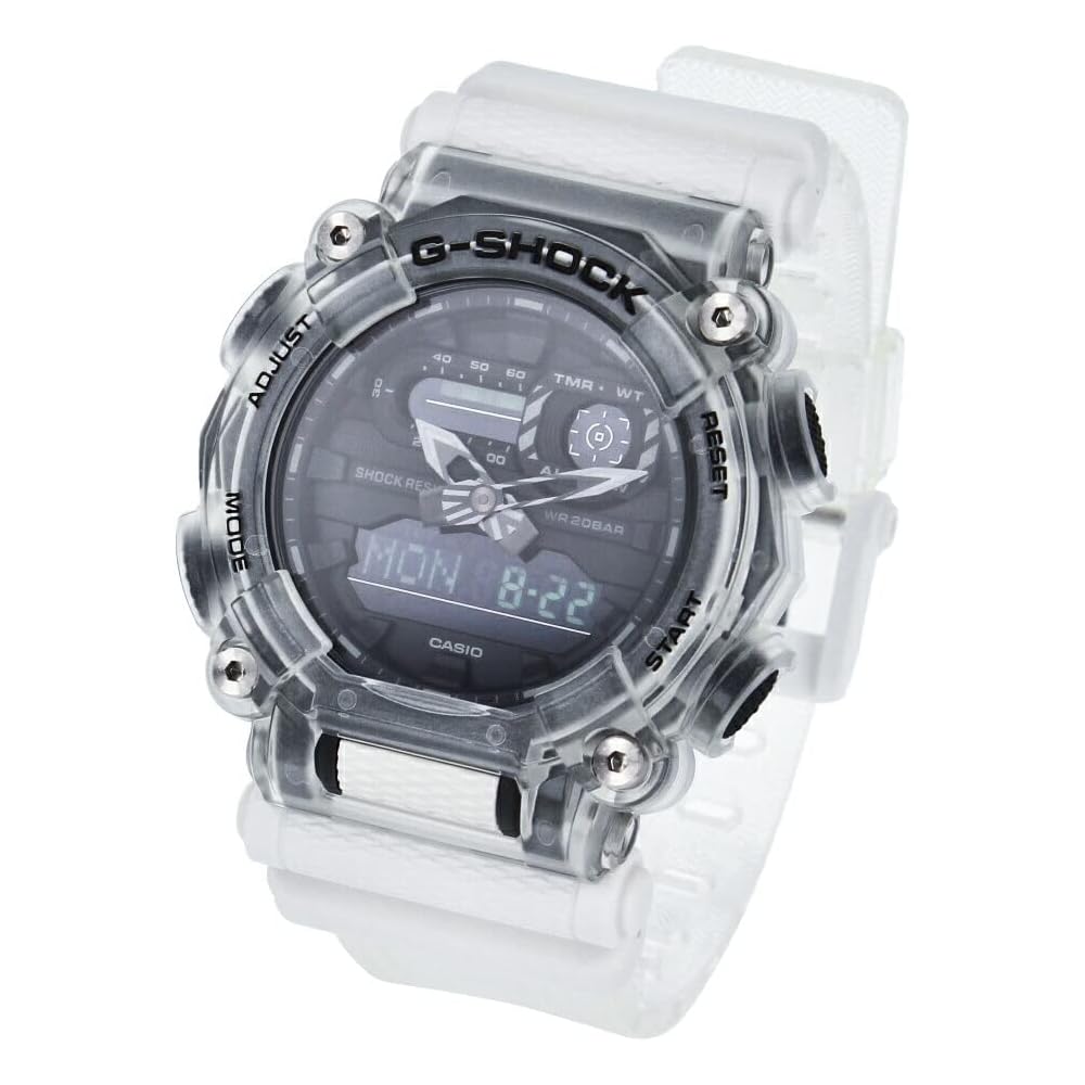 Мужские аналогово-цифровые скелетные часы Casio G-Shock серии Sound Wave, прозрачно-белые, GA-900SKL-7A