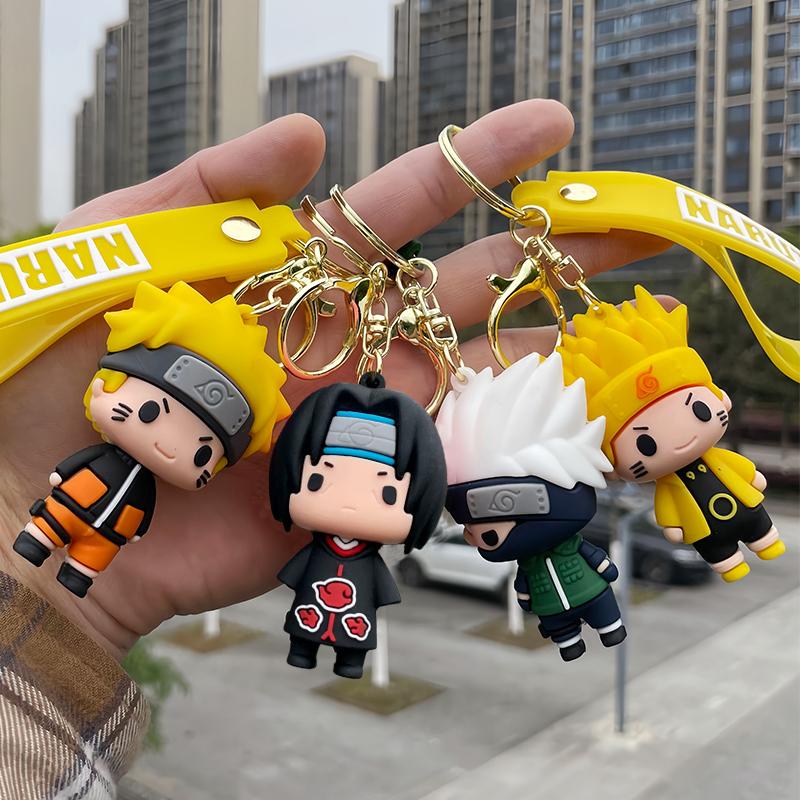 Naruto Anime Keychain Pendant Cartoon Naruto Kakashi Uchiha Itachi Key Chain Backpack Bag Car Keyring Prop Gift