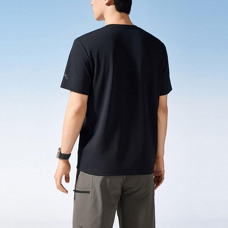Anta Training Series Letter Print Round Neck Moisture Wicking Short Sleeve T-Shirt Men Tops Basic-Black 152427102-4