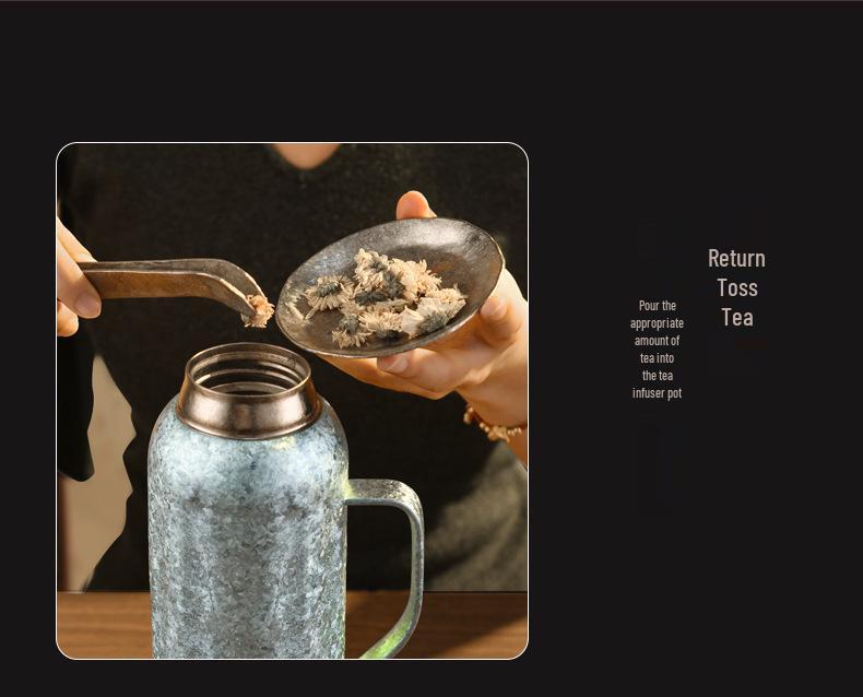 Luxury Titanium Insulated Cup Set with Tea Separator for Men & Women - Portable Design with Handle