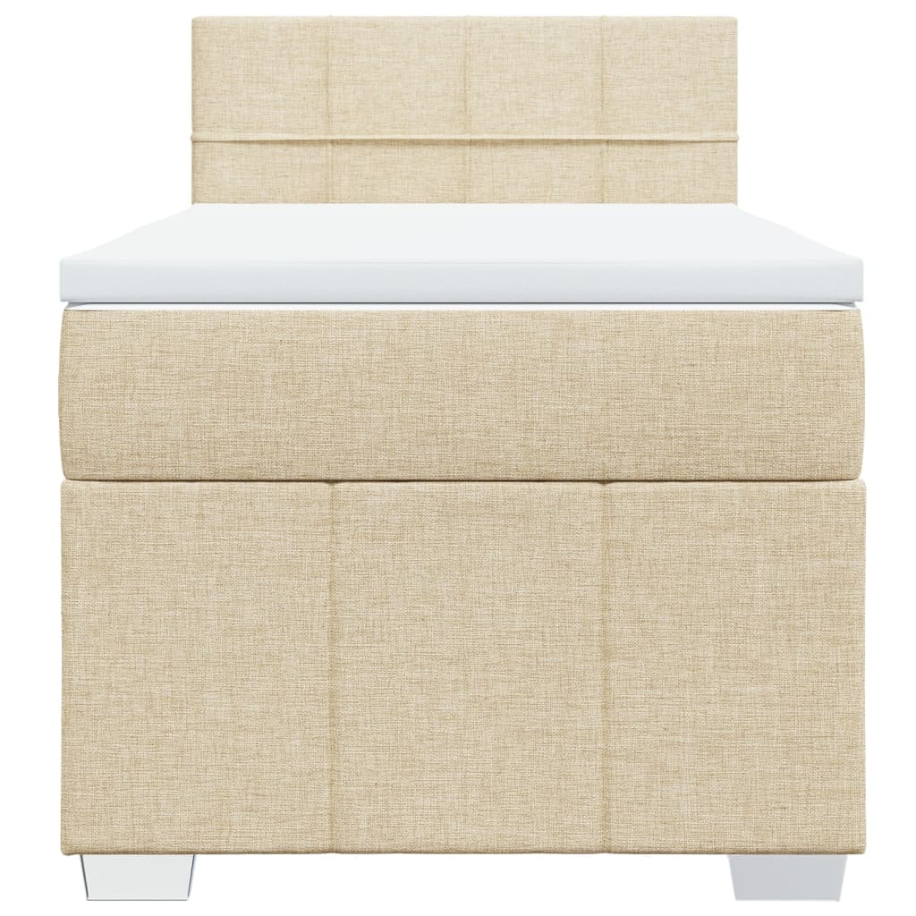Box Spring Bed with Mattress Cream 100x200 cm Fabric