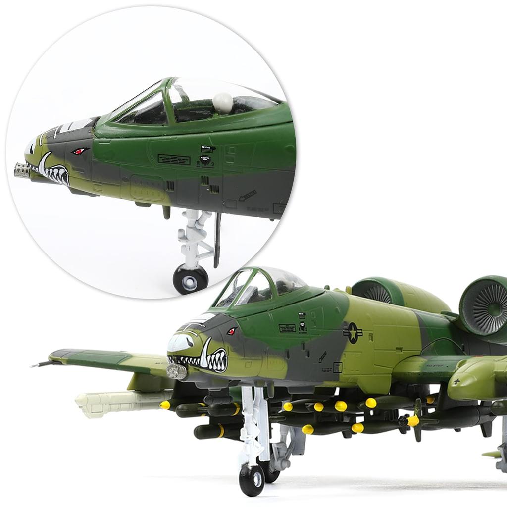 NUOTIE Attack Thunderbolt II Assembled Die Cast Metal Aircraft Model Kit Replica Military Display Collection 1/100 A-10 (Warthog)