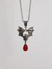 Gothic Victoria Sliver Color Bat Wings Red Blood Drops Pendant Necklace for Women Hallowmas Party Charm Jewelry Accessories Gift