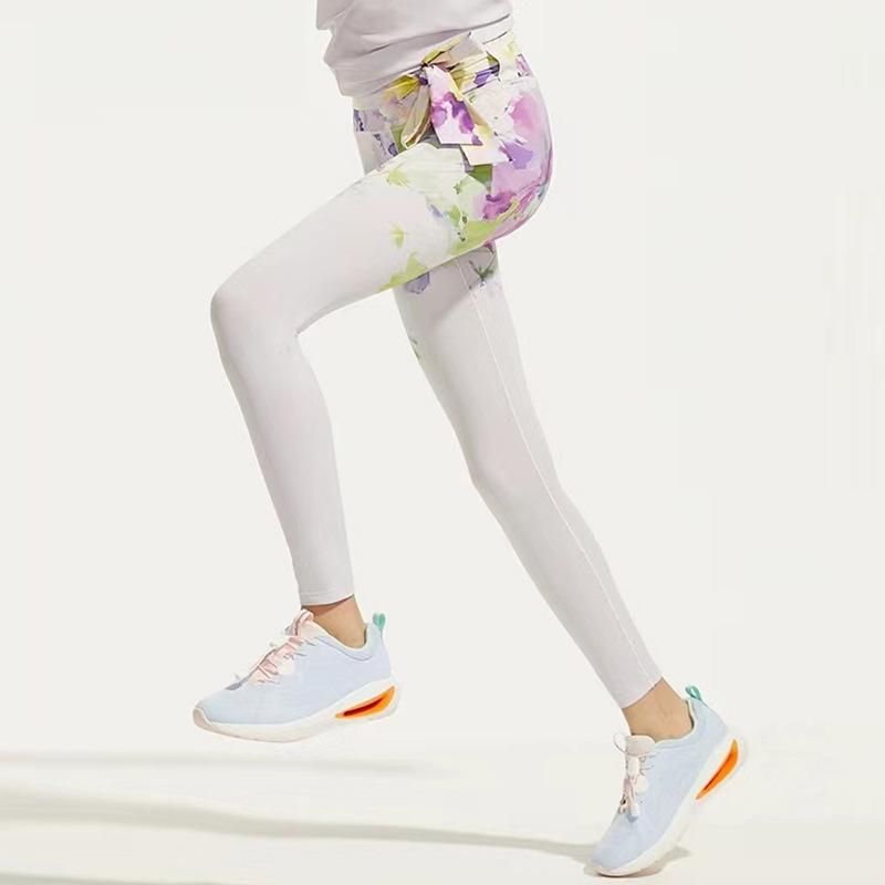 Leggings de sport légers à séchage rapide et protection solaire pour filles - Imprimé printemps/été pour la danse et le yoga.