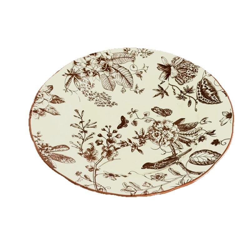 Medieval Flower Tableware Set Light Luxury Advanced Ceramic Bowl Household Plate Rice Bowl Large Capacity Soup Bowl
