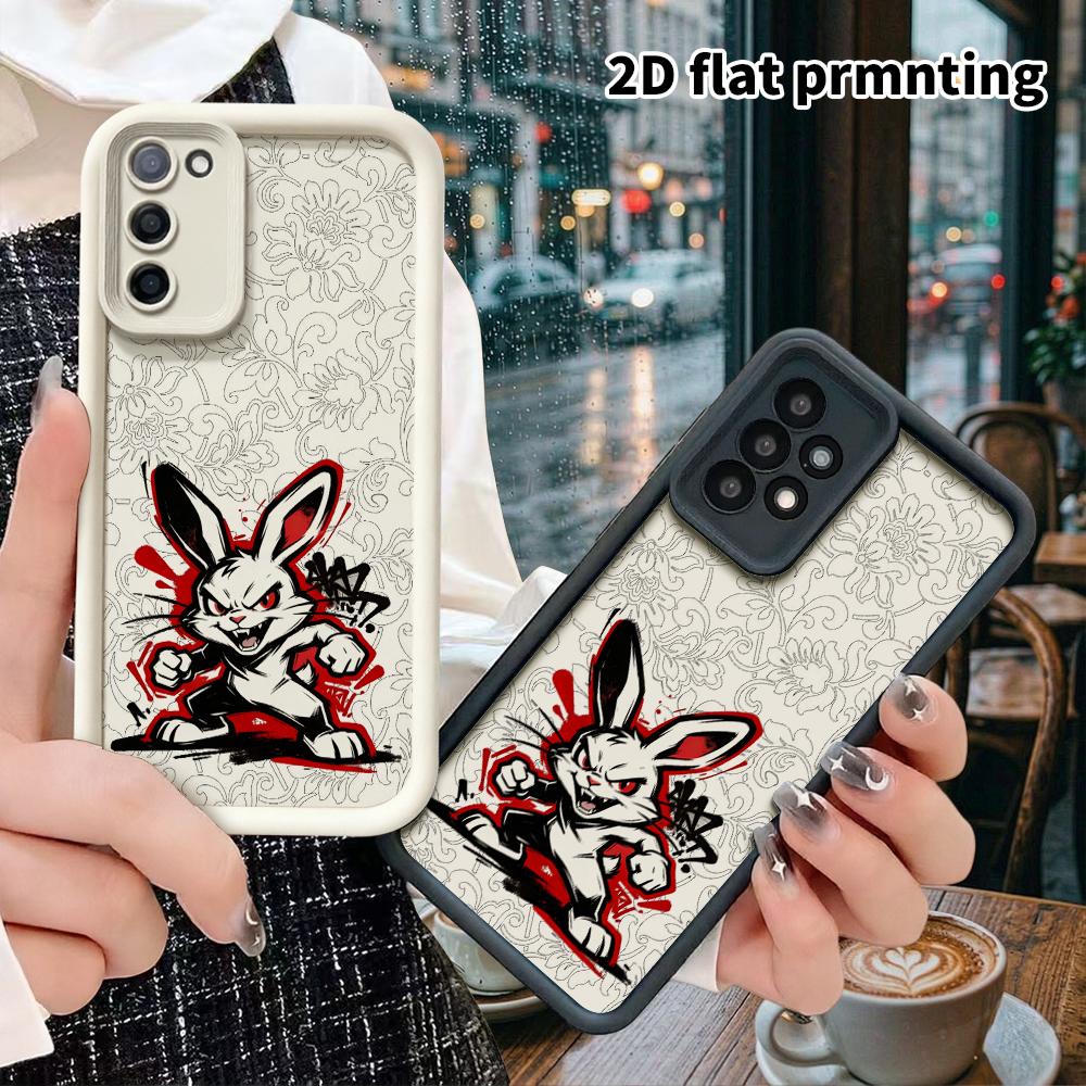 Phone Case: 2D Flat Samsung Galaxy A34 A35 M05 M06 S20 S22 S21 FE Plus 5G Protective Case, Boxing Rabbit, Christmas and Halloween Gifts