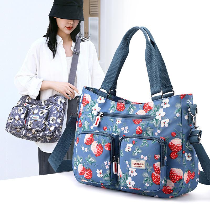 Bolsa de Nylon Leve Bolsa de Ombro de Grande Capacidade para Mulheres Bolsa de Viagem Resistente ao Desgaste Bolsa de Mão Crossbody