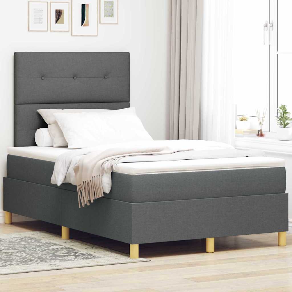Boxspring bed with headboard Dark Grey 120 x 200 cm Fabric