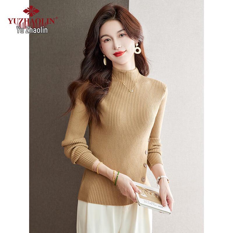 Yuzhaolin Women's Ribbed Half-High Collar Knit Sweater