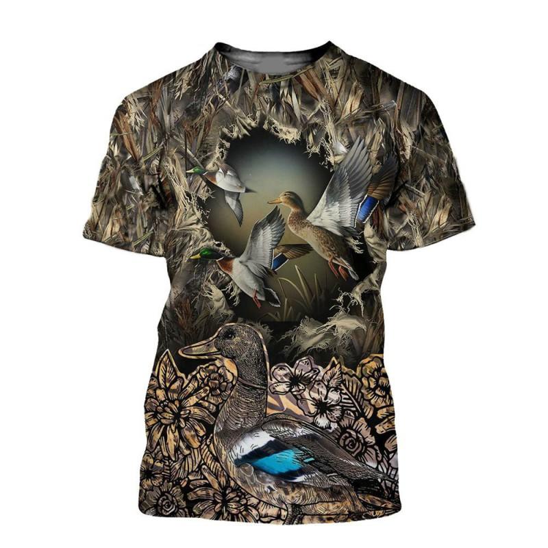 Mens Breathable Quick-Dry Short Sleeve T-Shirt With 3D Digital Print Loose Fit Cotton-Blend Sports
