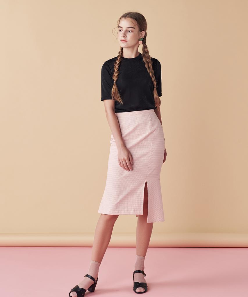 Dear Fear Pastel Check Midi Skirt Pink