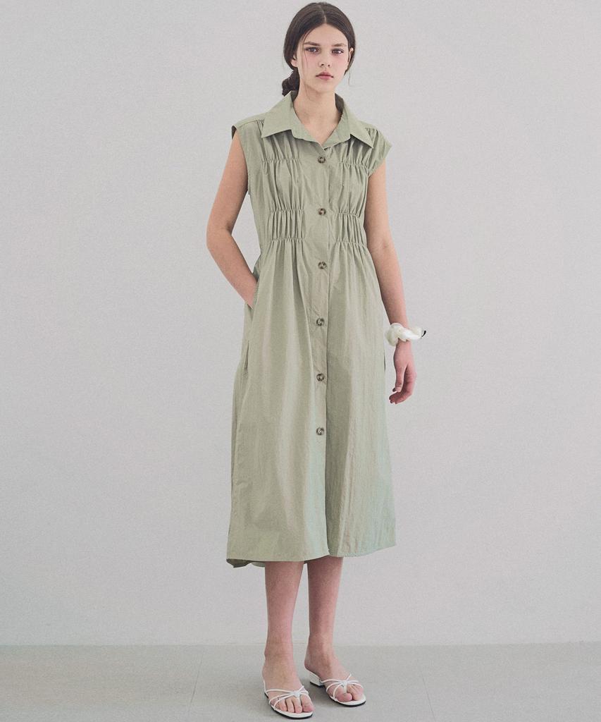 Slow Lolly Pintuck String Sleeveless Dress_2 Colors
