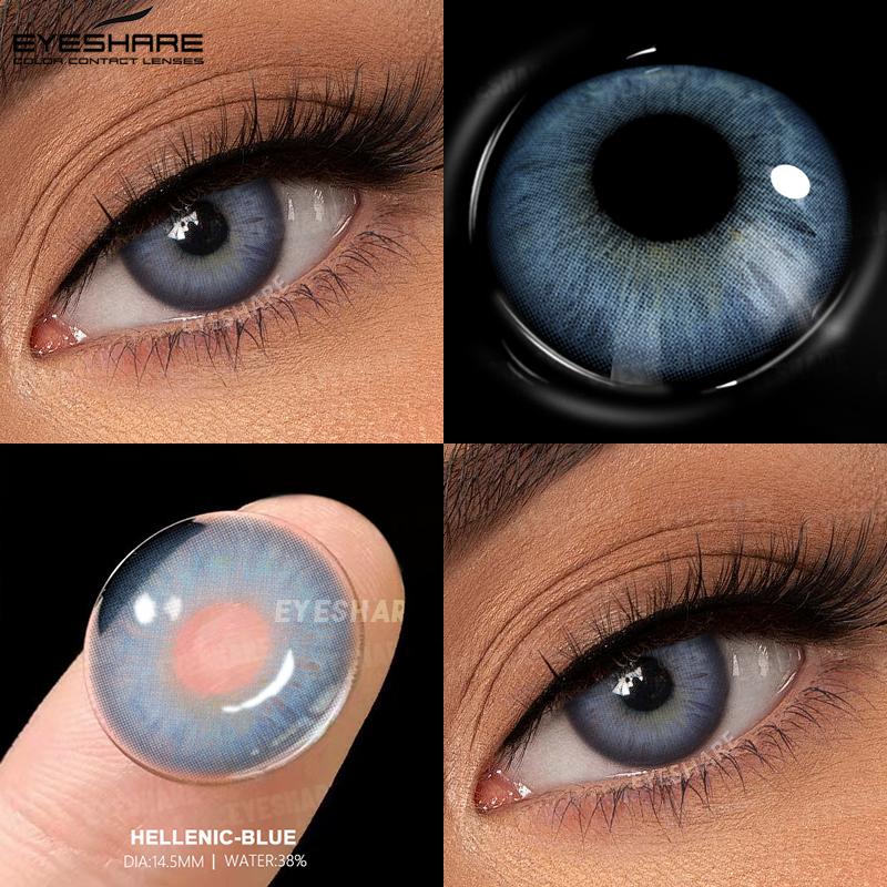 EYESHARE Blue Colored Contact Lenses Natural Brown Eye Makeup Contacts Grey Color Lens Korean Softlens Yearly Cosmetics for Women