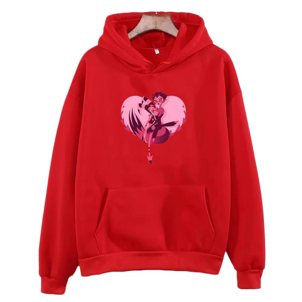 Helluva Boss 2D Hooded Cartoon Print Japanese Anime Cute Sweatshirt Funko Pop Fleece Comfortable Clothes Unisex Harajuku Pullove