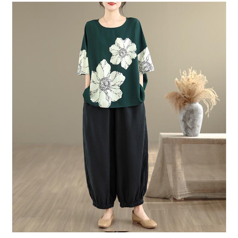 DIMANAF 2026 Summer Plus Size New T-Shirt Women Print Loose Casual O-Neck Casual Lady Tops Tees Shirts Oversize