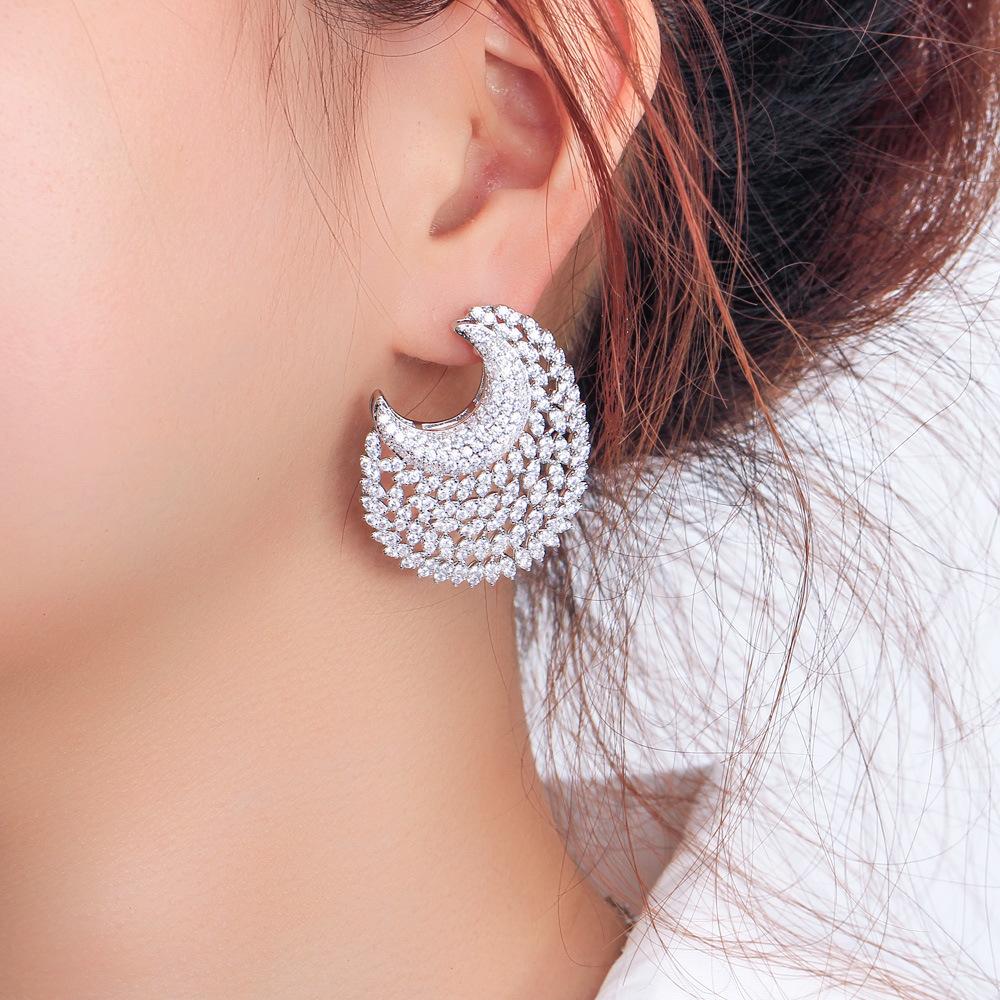 Full Diamond Temperament Earrings Personality Luxury Miniature Zircon Banquet Dress Earrings Earrings