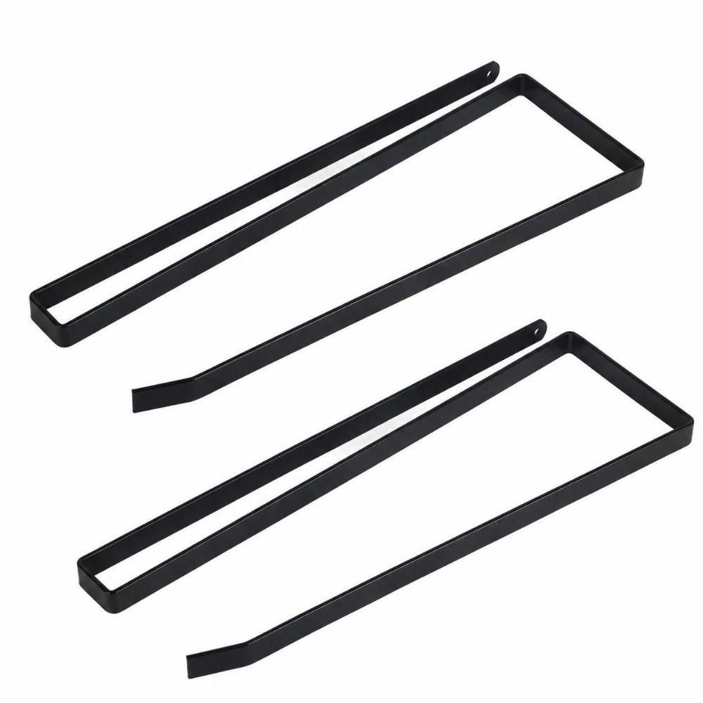 2PCS Black Paper Towel Rack Steel Kitchen Storage Organizer Portable Paper Towel Holder  Kitchen