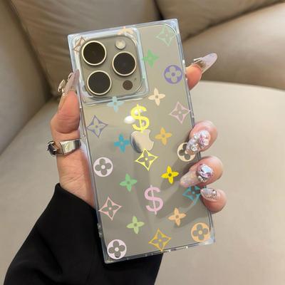Clear Square Back Tube Case Protection For iPhone 13 12 14 Pro Max 16 ProMax 11 15 Plus Anti-Oxygen,Painting Pattern Casing
