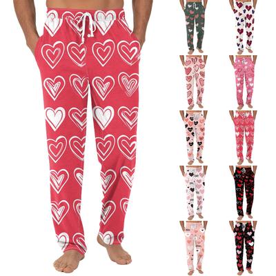 Men's Drawstring Pocket Cuffed Casual Pants Home Sleep Pants