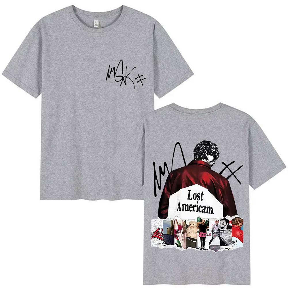 Rapper MGK Lost Americana Tour Album Merch T Shirts Unisex Women Hip Hop Pop Music YK Tshirts Summer ONeck Short Sleeve T Shirt