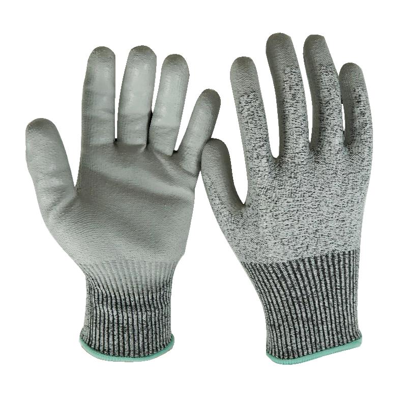 Cheap Price Cut Resistant Gloves PU Coated EN388 Abrasion Resistant Firm Grip HPPE Anti Cut Gloves for Work Men (Gray,L) серый