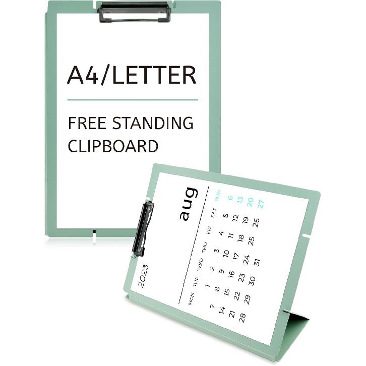 Free Standing Clipboard and Desktop Stand with Adjustable Buckles Easel Back - Foldable Stand and Document Holder for School, Office and Business Use зелёный