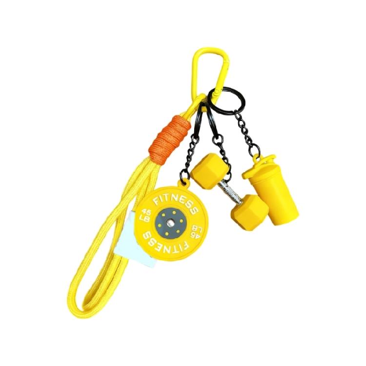 Simulated Workout Gear Keyring Detachable Barbell Charm Soft Silicone Design For Keys And Backpacks
