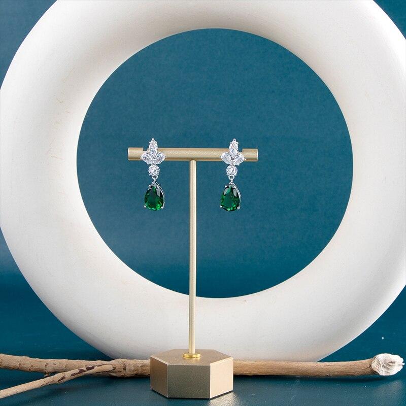 BELLA BOX Nydelige brudeøredobber til bryllup Kubisk zirkonia Grasiøse dame dingleøredobber Festgave Motesmykker Gaver