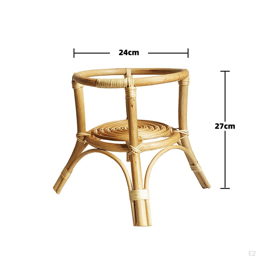 Chinese Rattan Plant Stand Rack Flower Round Shelf Decorative for Decoration Indoor