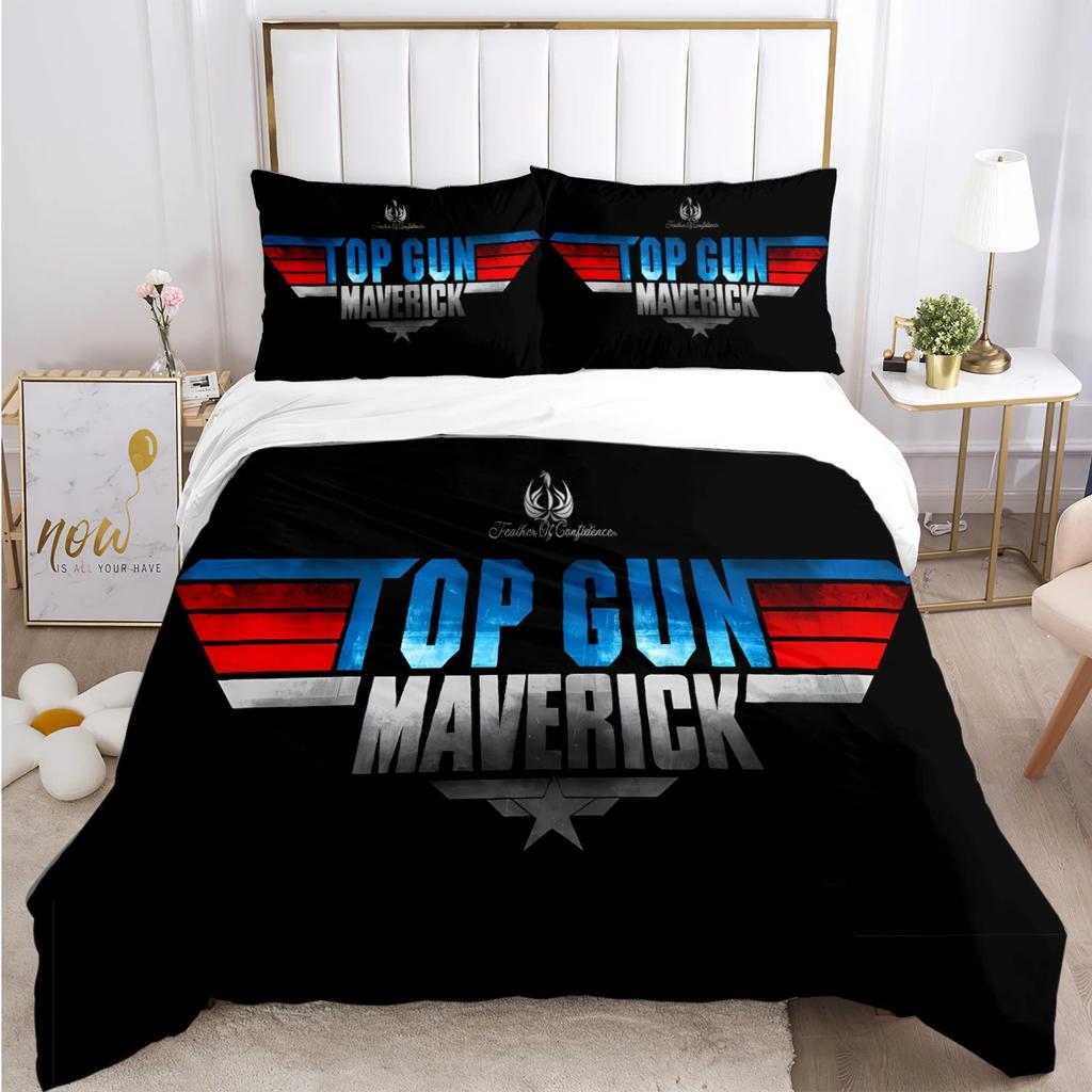3D HD Print Classic Movie Top Gun Bedding Set,Top Gun Duvet Cover Comforter Soft Quilt Cover and Pillowcases For adults children