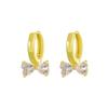 European & American Minimalist Zircon Flower Earrings with Heart Ear Cuffs - Stylish Niche Design for Women