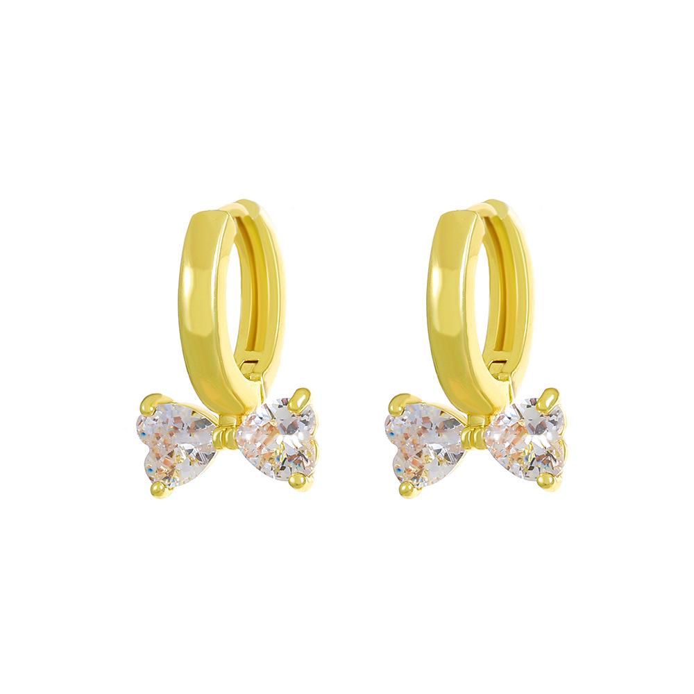 European & American Minimalist Zircon Flower Earrings with Heart Ear Cuffs - Stylish Niche Design for Women