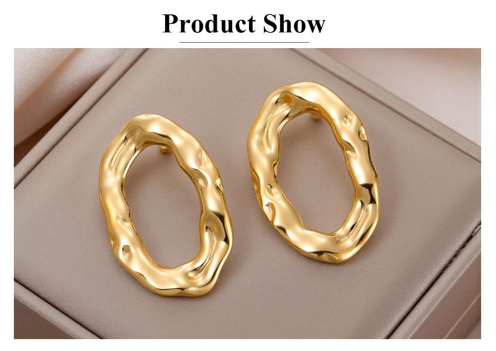 Cazador Geometric Uneven Oval Stud Earrings Waterproof Stainless Steel Jewelry Earrings for Women 2026 Trend Gifts Wholesale
