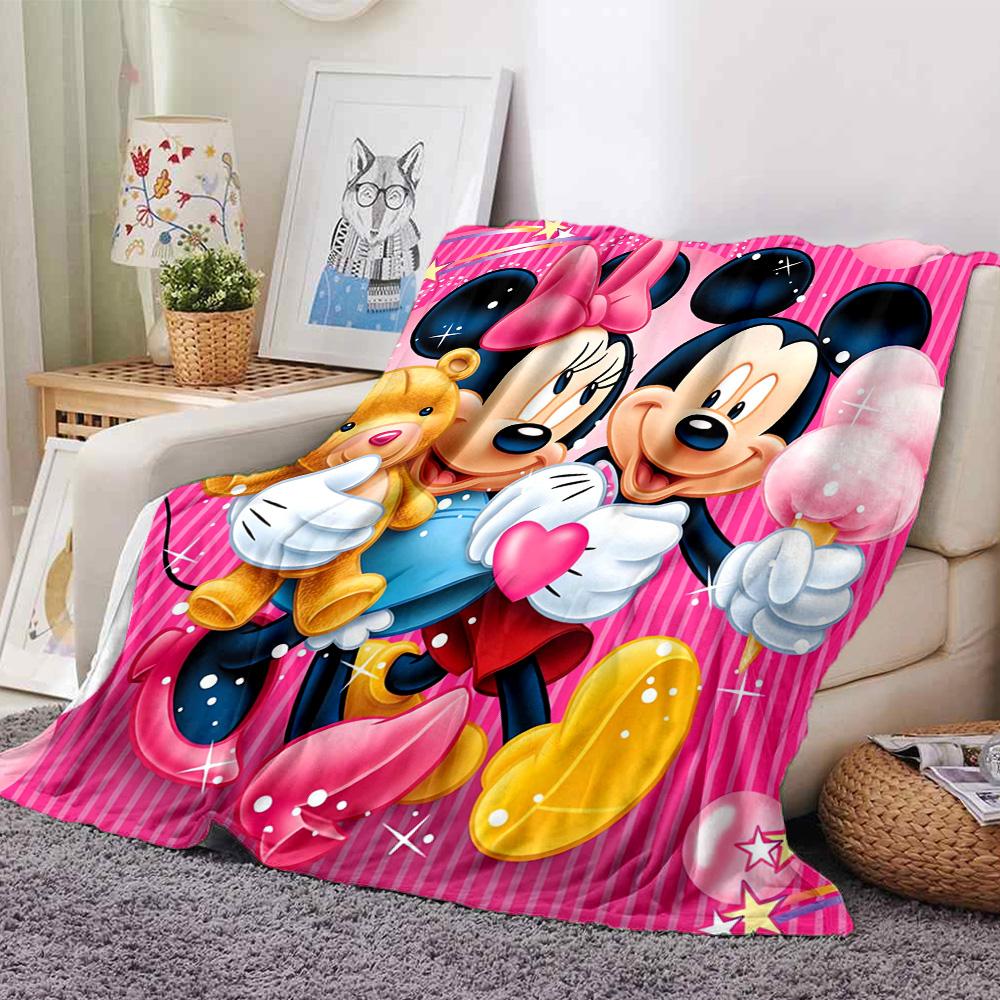 Mickey Minnie'S Sweet Day Flannel Blanket Super Soft Warm Cozy Blanket For Sofa Bed Office Travel Allseason Home Decor Gift