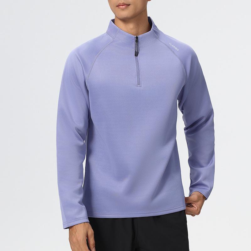 Ditone Men's Quick-Dry Breathable Long Sleeve Sports T-Shirt with Half-Zip Collar for Running and Basketball
