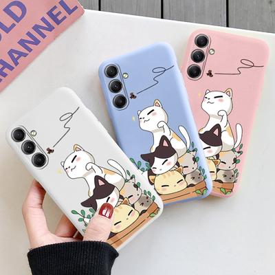 Cat Patterned Soft Silicone Case For Samsung A55 M35 S24 FE Xiaomi Redmi Note 13 Pro iPhone Huawei Honor 200 Realme Camera Protective Shockproof Cover