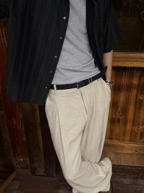 Men's Retro-Inspired Tencel Linen Wide-Leg Casual Pants