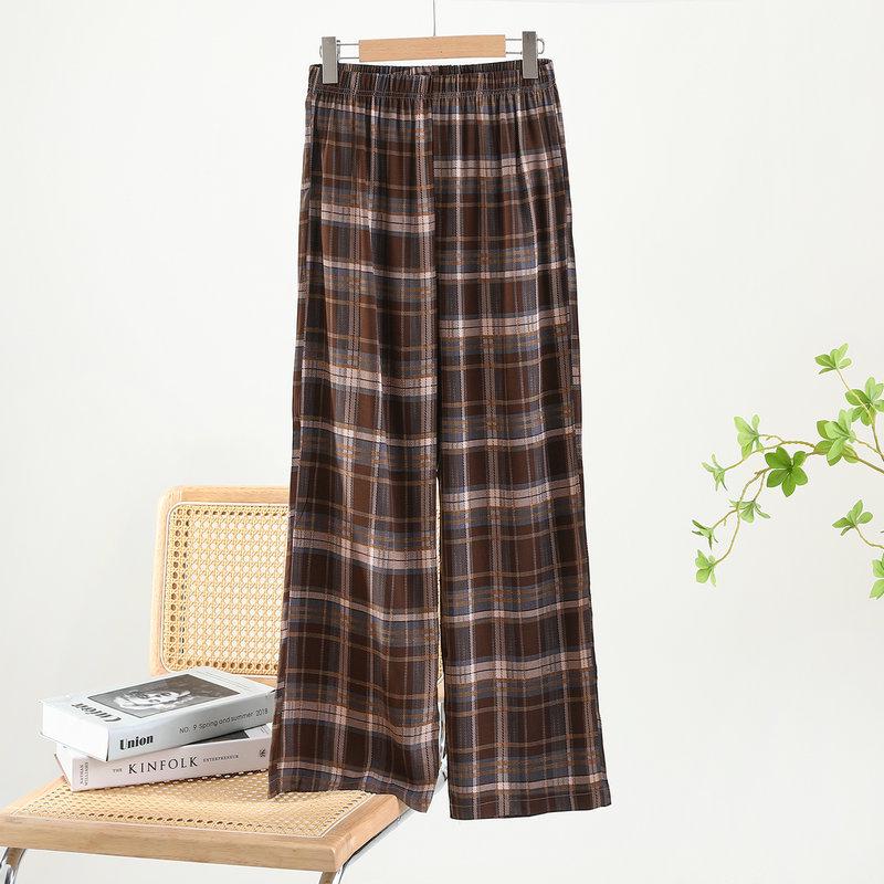 

Женская домашняя одежда: Свободная пижама из хлопкового шелка с широкими штанинами - летние повседневные брюки, пригодные для ношения на открытом воздухе XXL