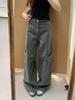 American Style Cement Gray High Waist Wide Leg Denim Jeans for Women - Plus Size Slimming Loose Fit (Autumn 2025)