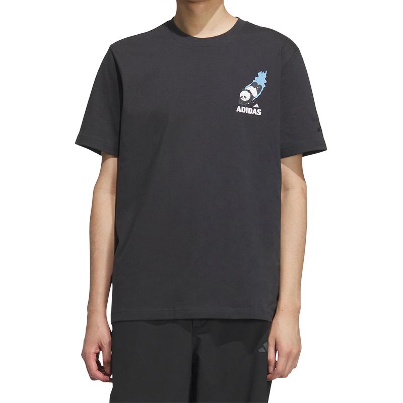 Adidas SS25 Fashion Soft Versatile Short Sleeve T-Shirt Men Tops Carbon-Black KC0975