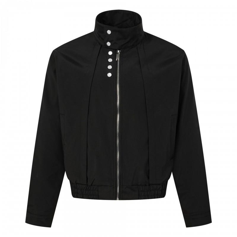 Mens Street Style Stand Collar Jacket Button Decor Loose Fit Casual Outerwear